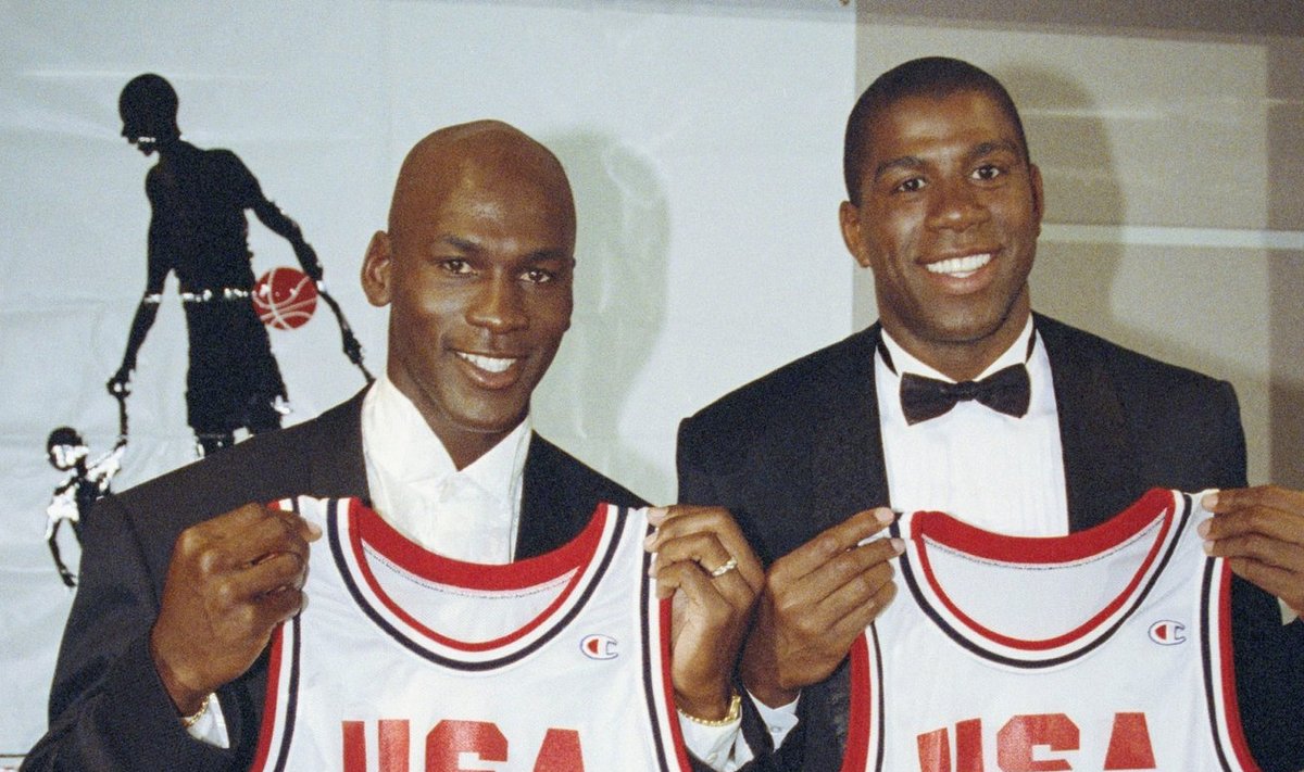 Michael Jordan ja Magic Johnson enne Barcelona olümpiat