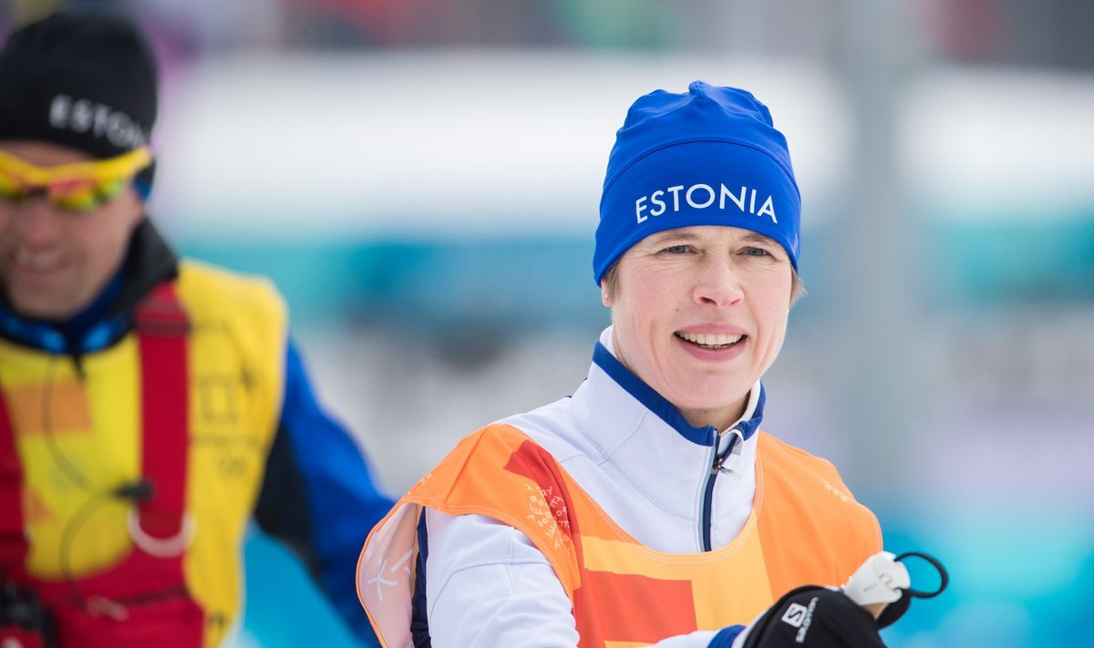 President Kersti Kaljulaid Pyeongchangi olümpia suusaradadel.