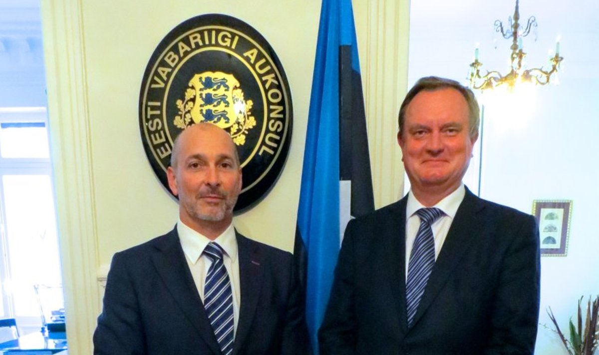 Eesti uus aukonsul Isidoro Beltran de Heredia Dreyfus ja Eesti suursaadik Hispaanias Toomas Kahur