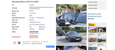 Kersti Kaljulaidi auto müügis