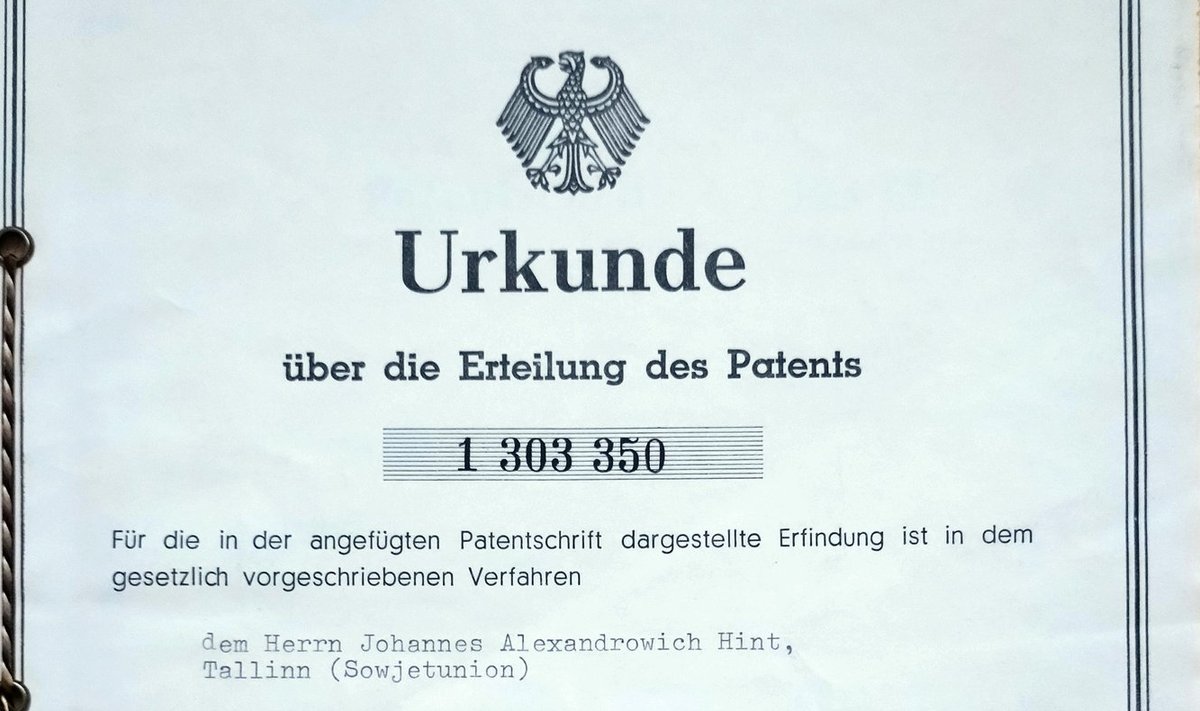 TUNTUD ÜLE ILMA: Johannes Hindile Saksamaa Liitvabariigis, Suurbritannias ja Jaapanis 1960. aastatel antud patendid.