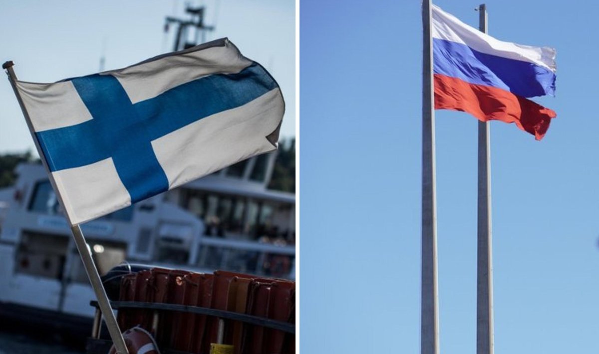 Финский и российский флаги.