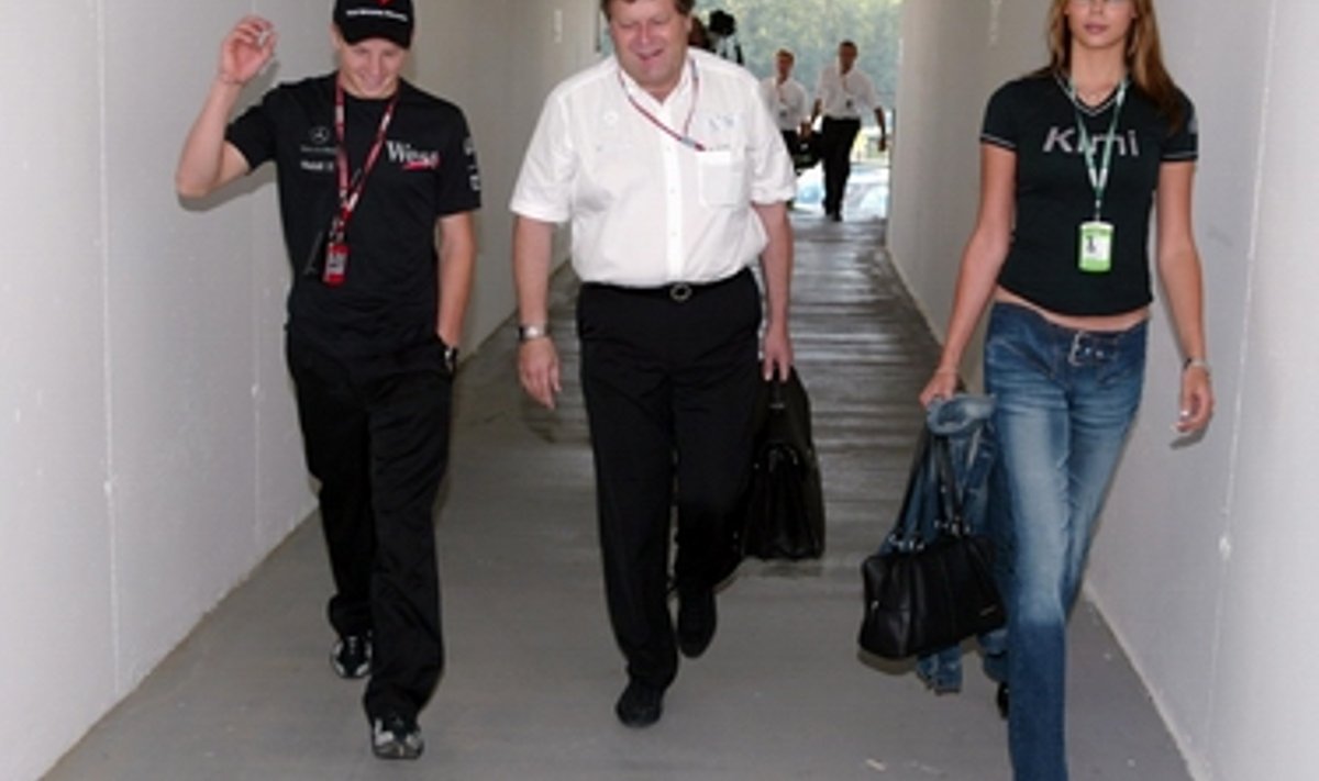 Kimi Räikkönen, Norbert Haug ja Jenni Dahlman