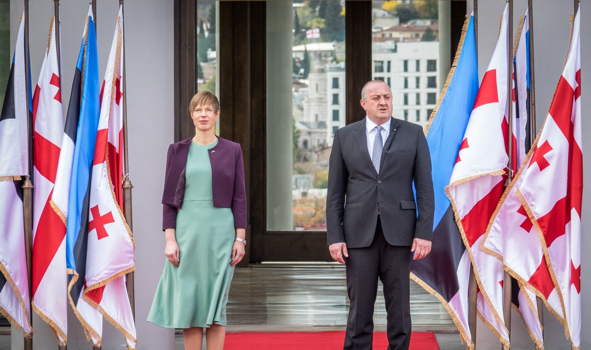 Eesti president Kersti Kaljulaid ja Gruusia riigipea Georgi Margvelashvili pealiinnas Thbilisis.