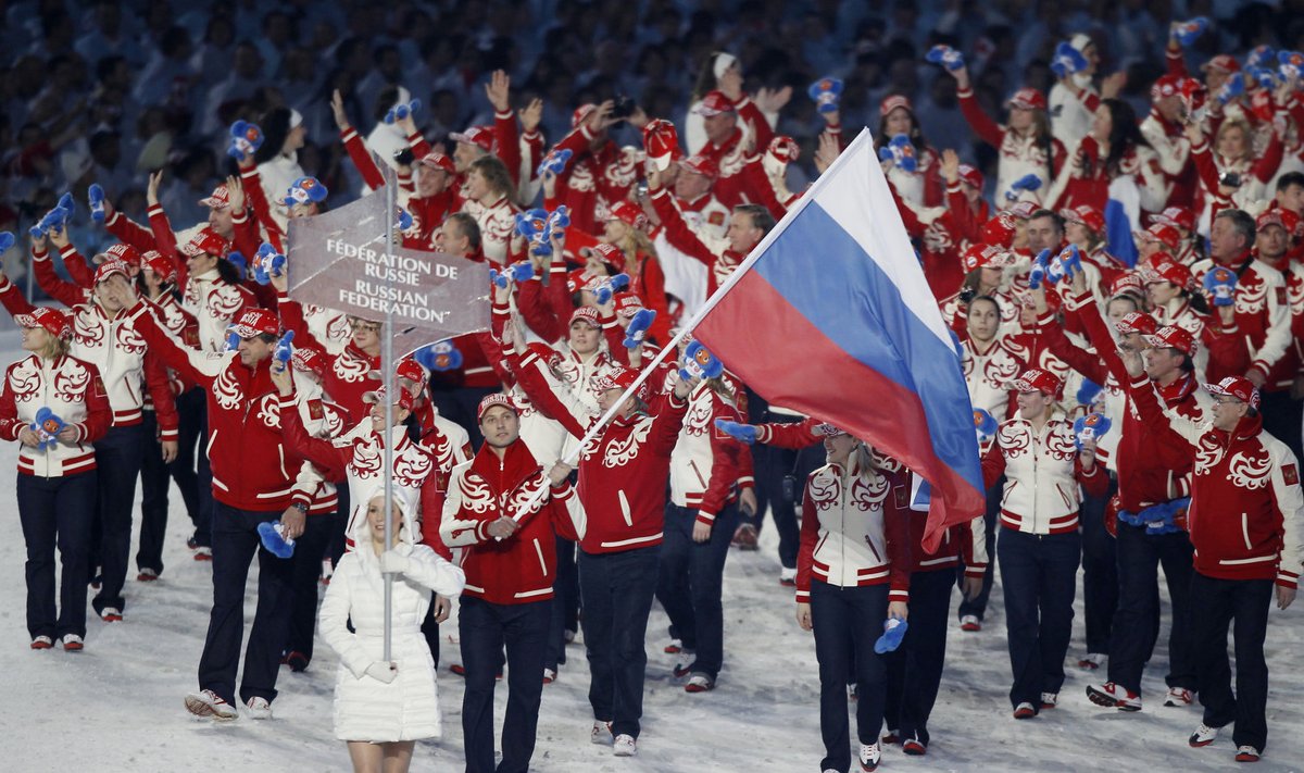 Venemaa koondis Sotši taliolümpiamängude avamisel.