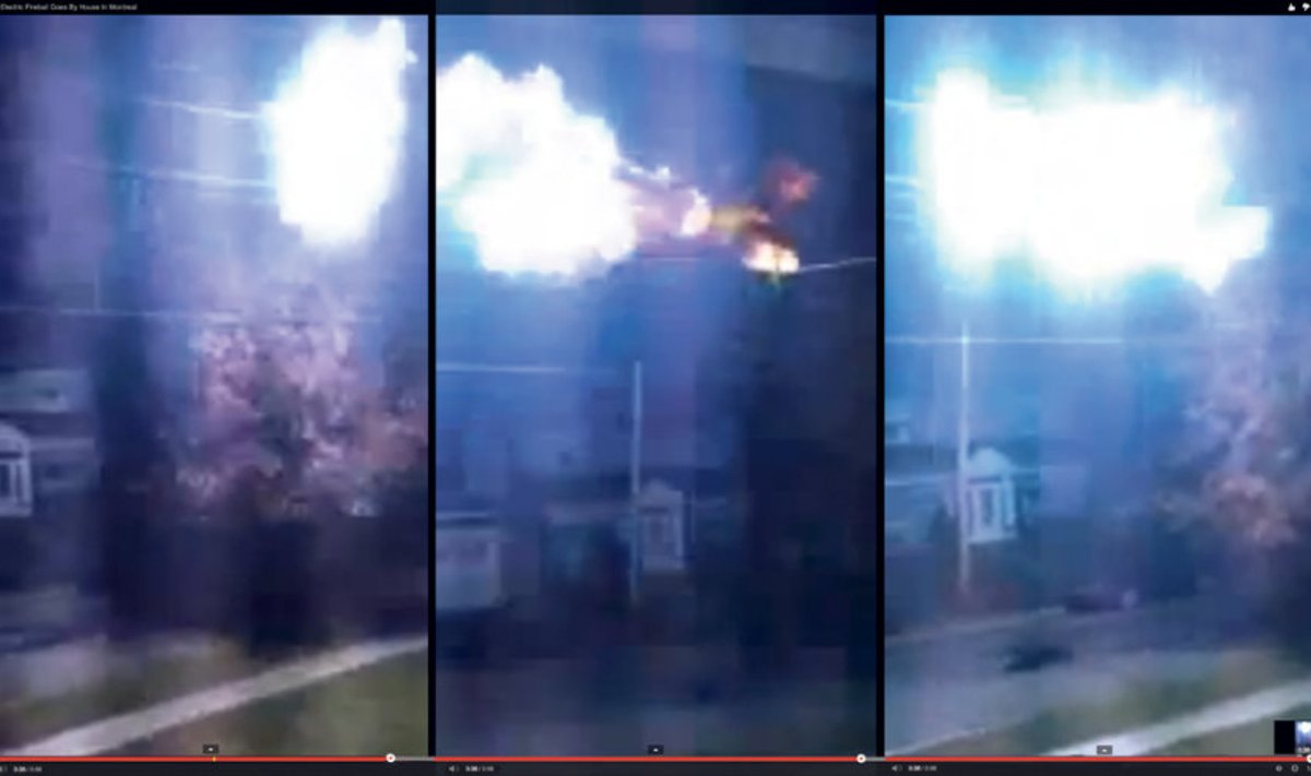 Möödunud aasta novembris levis Kanadas amatöörvideo, millel Huw Griffits Montrealist tabas hetke, kui võimas tulekera liikus piki  tänavaäärset elektriliini.