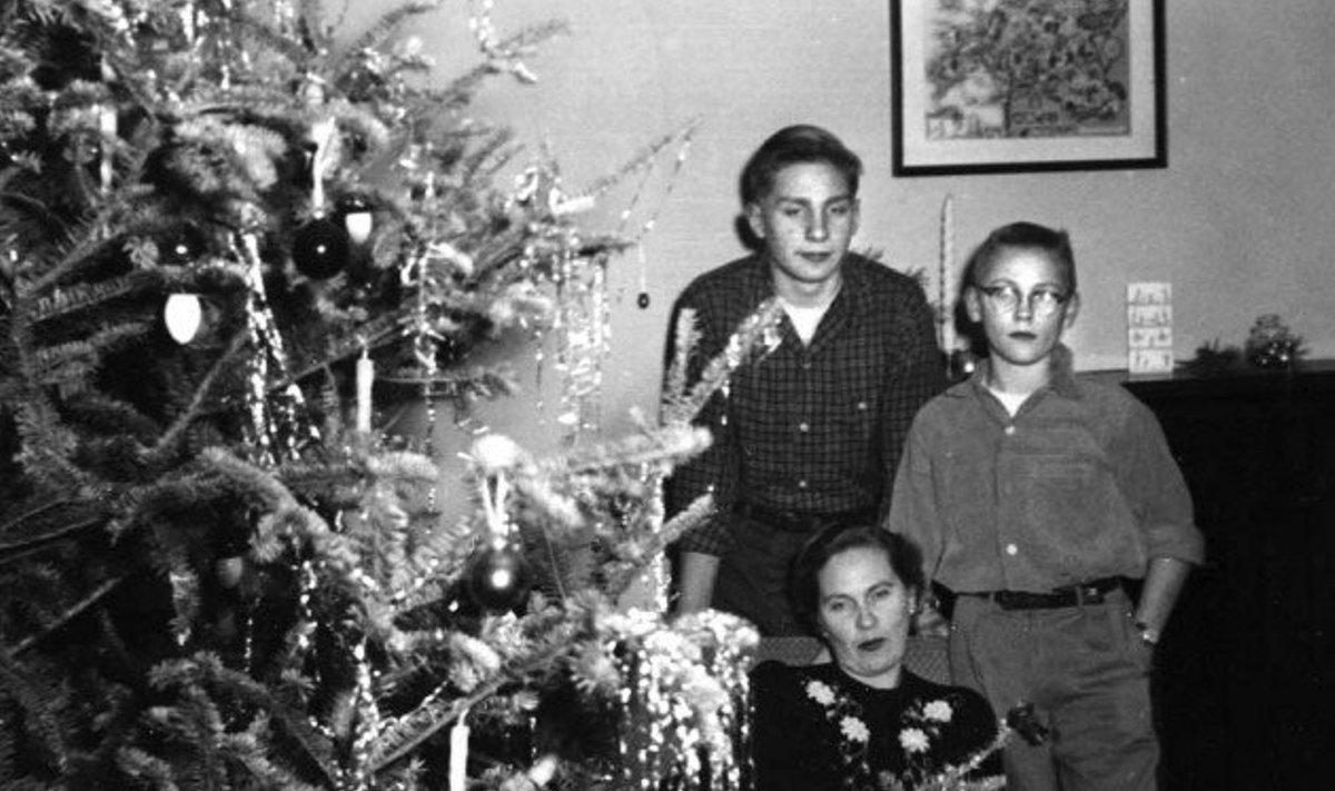 Ainuke foto lapsepõlve jõuludest, mis Priit Vesilinnul säilinud on, pärineb      aastast 1954. Fotol, mis isa nende Pennsylvania kodus tegi, on ka Priidu (pildil paremal) vanem vend Peep Aarne ja ema Aino. 