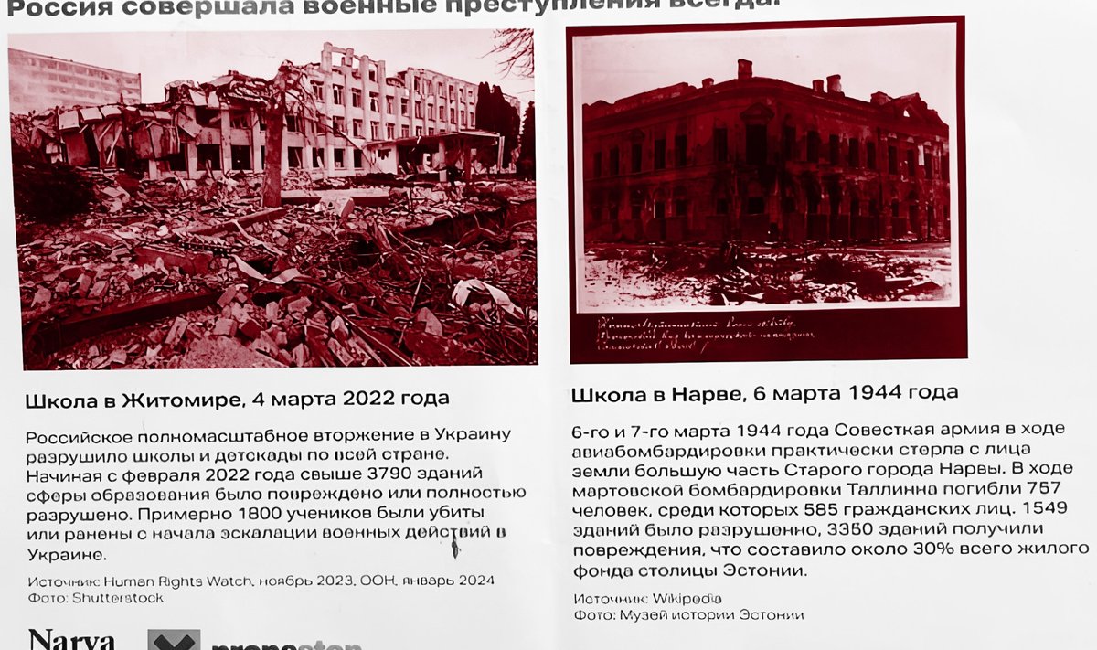 „Venemaa on sooritanud sõjakuritegusid alati,“ kuulutab muuseumi flaier, mis võrdleb Žõtomõri ning Narva pommitamist.