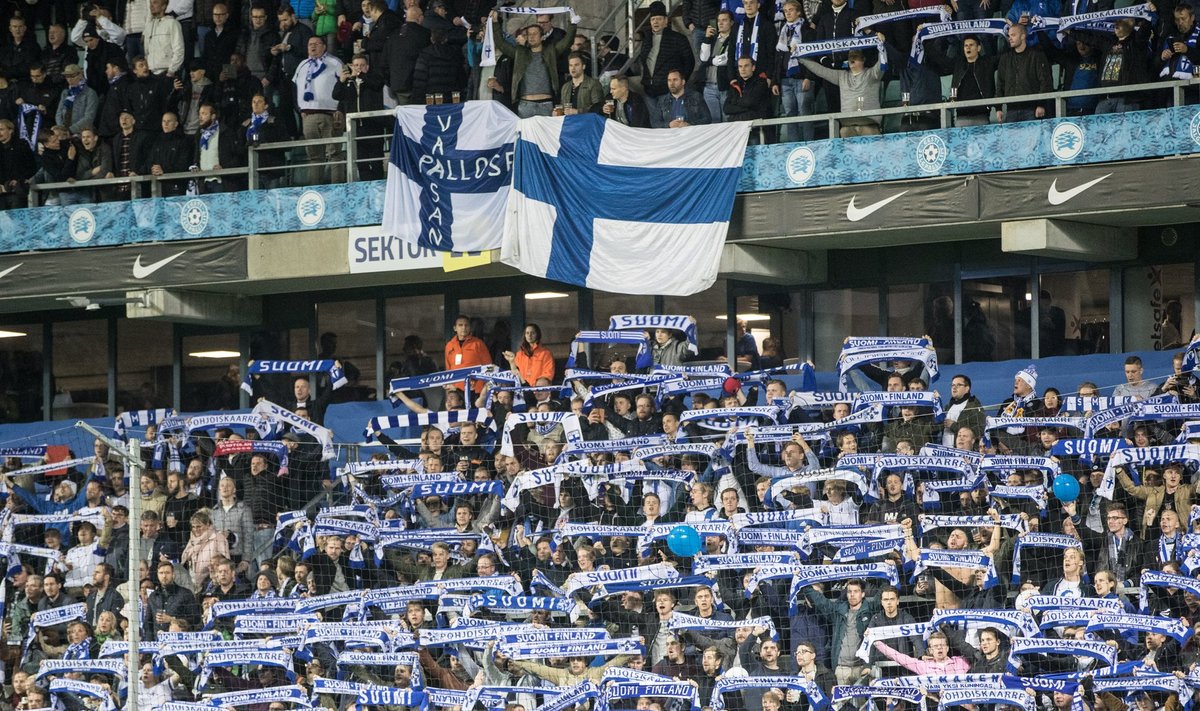 Eesti ja Soome mängul moodustasid suure osa publikust üle lahe omasid toetama sõitnud soomlased