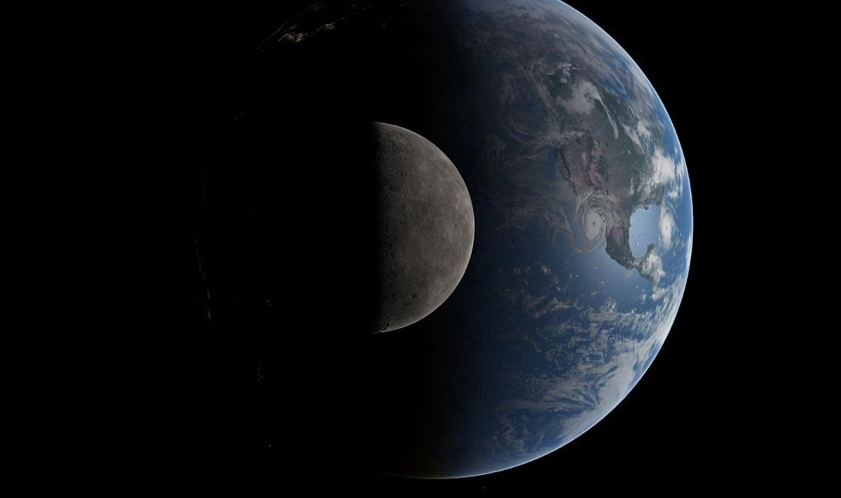 Sel 1,5 miljoni kilomeetri kauguselt tehtud fotolt on näha Maa ja sellest poole miljoni kilomeetri kaugusel tiirleva Kuu võrdlussuurused. Ometi on Kuu pinnasest leitud Maal kasvavatest taimedest pärinevat hapnikku.