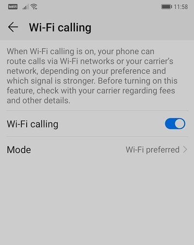 Wi-Fi kõned on vaja telefoni sätetest sisse lülitada