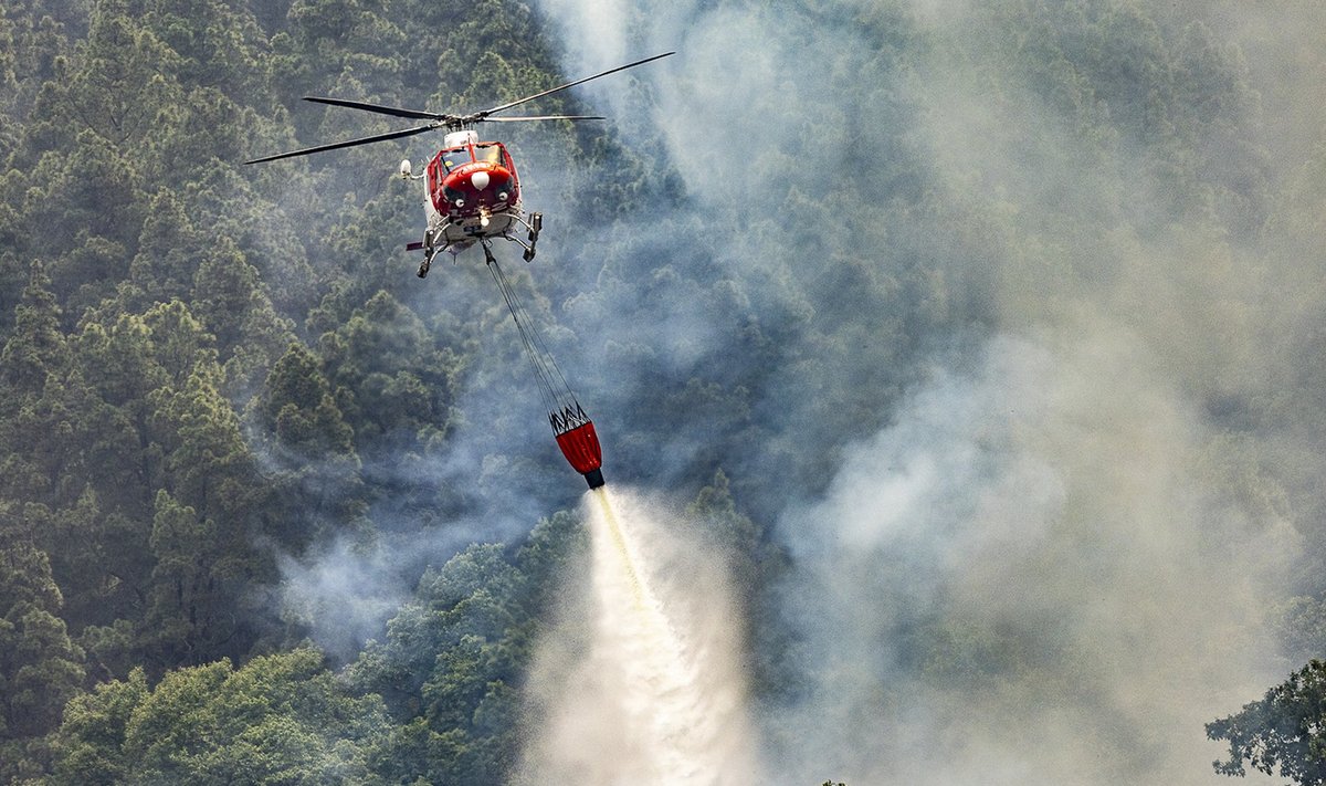Helikopter Tenerifel tulekahju kustutamas.