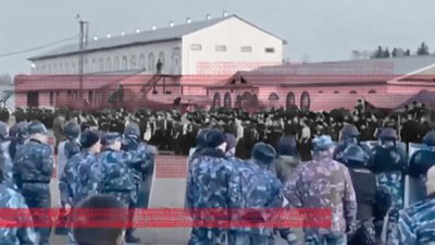 Обстановка на плацу ИК-15 днем 10 апреля 2020 года, съемка СК РФ
