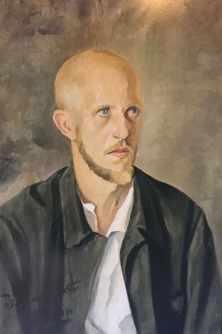 Vangilaagris tehtud portree Knuts Skujenieksist.
