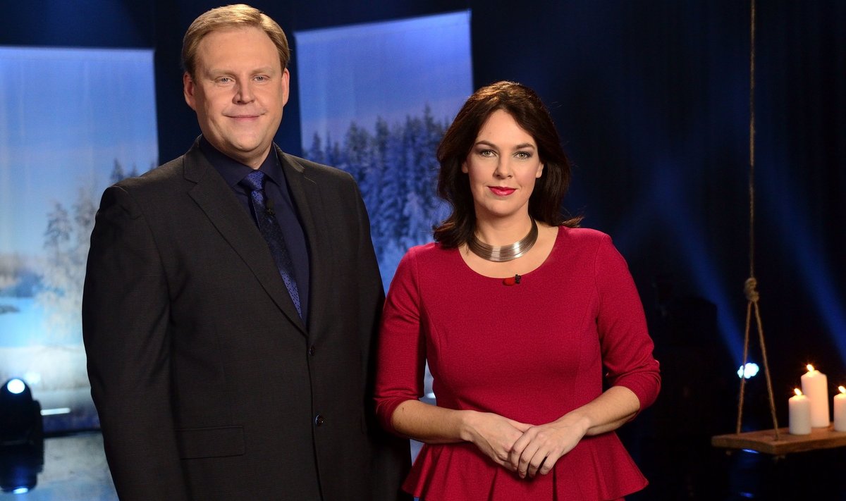 "Jõulutunneli" saatejuhid Urmas Vaino ja Kaileen Mägi