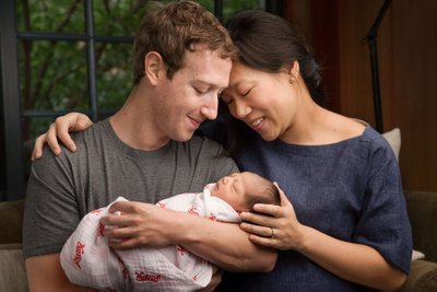 Mark Zuckerberg, tema abikaasa Priscilla ning nende vastsündinud tütar Max