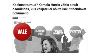 FAKTIKONTROLL | Kas Kamala Harris võitis vaid neis osariikides, kus valijatelt ei nõuta isikut tõendavat dokumenti?