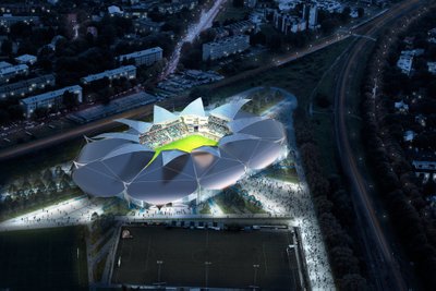 LILLEKÜLA ÕIEKROON: Arhitekt Must sai inspiratsiooni lilleõie kroonlehtedest ja projekteeris staadionile kerge purjeriidest katuse, mis avaneb koos päikesetõusuga ning sulgub hilistel õhtutundidel.