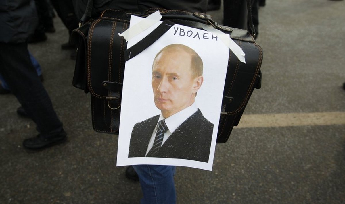 Vladimir Putin meeleavaldaja plakatil