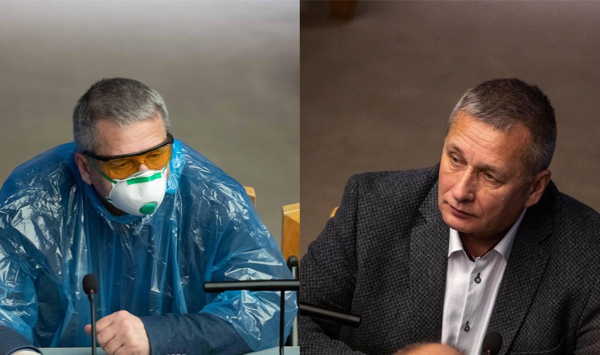 KEVADED POLE VENNAD: 2020. aasta aprillis kandis Grünthal parlamendis viiruse tõrjeks kilemantlit. Tänavu ei pea ta seda vajalikuks, sest on vahepeal konsulteerinud Viktor Vassiljeviga.