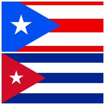 Üleval Puerto Rico lipp, all Kuuba oma. (Foto: Wikimedia Commons)