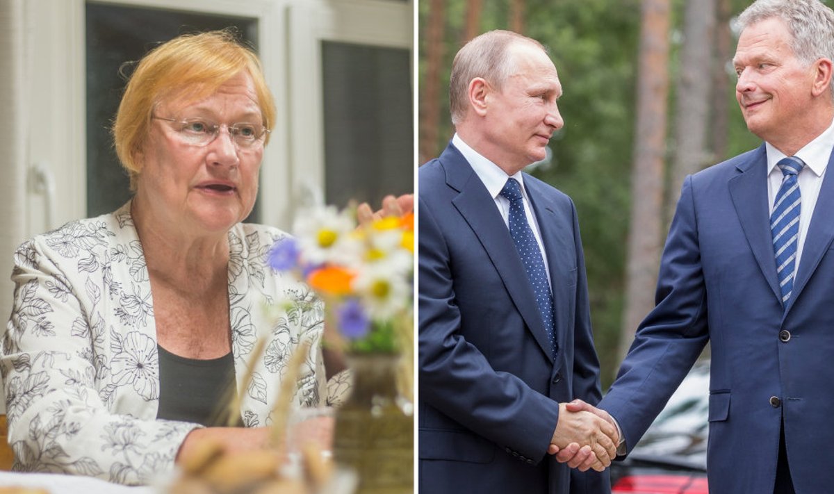 Tarja Haloneni sõnutsi on kahe riigi vahelised suhted soojad! Parempoolne pilt on tehtud tänavu suvel, mil Sauli Niinistö Vladimir Putinit võõrustas.