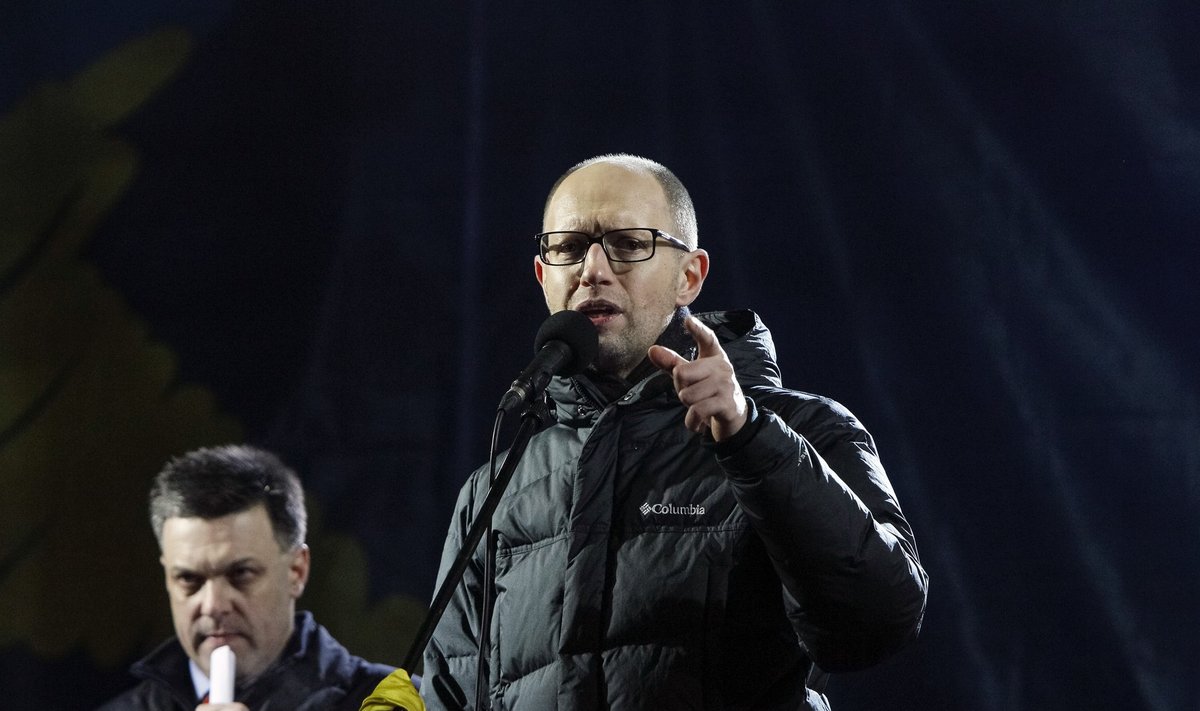 Opposition leaders attend a pro-European integration rally in Independence square in Kiev
