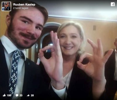 Ruuben Kaalepi praeguseks eemaldatud Facebooki-postitus endast Marine Le Peniga.