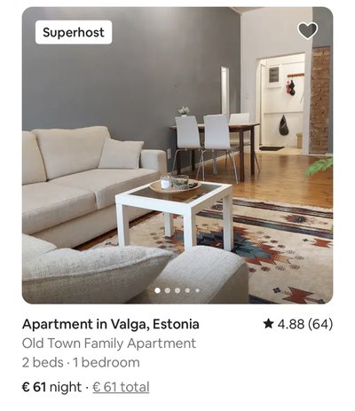 Kuvatõmmis Airbnb kodulehelt