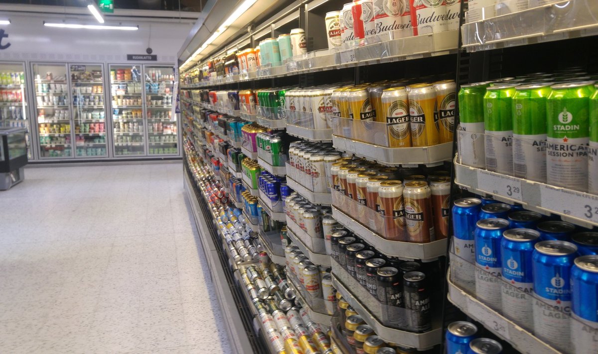 Valik alkoholi Soome kaupluses.