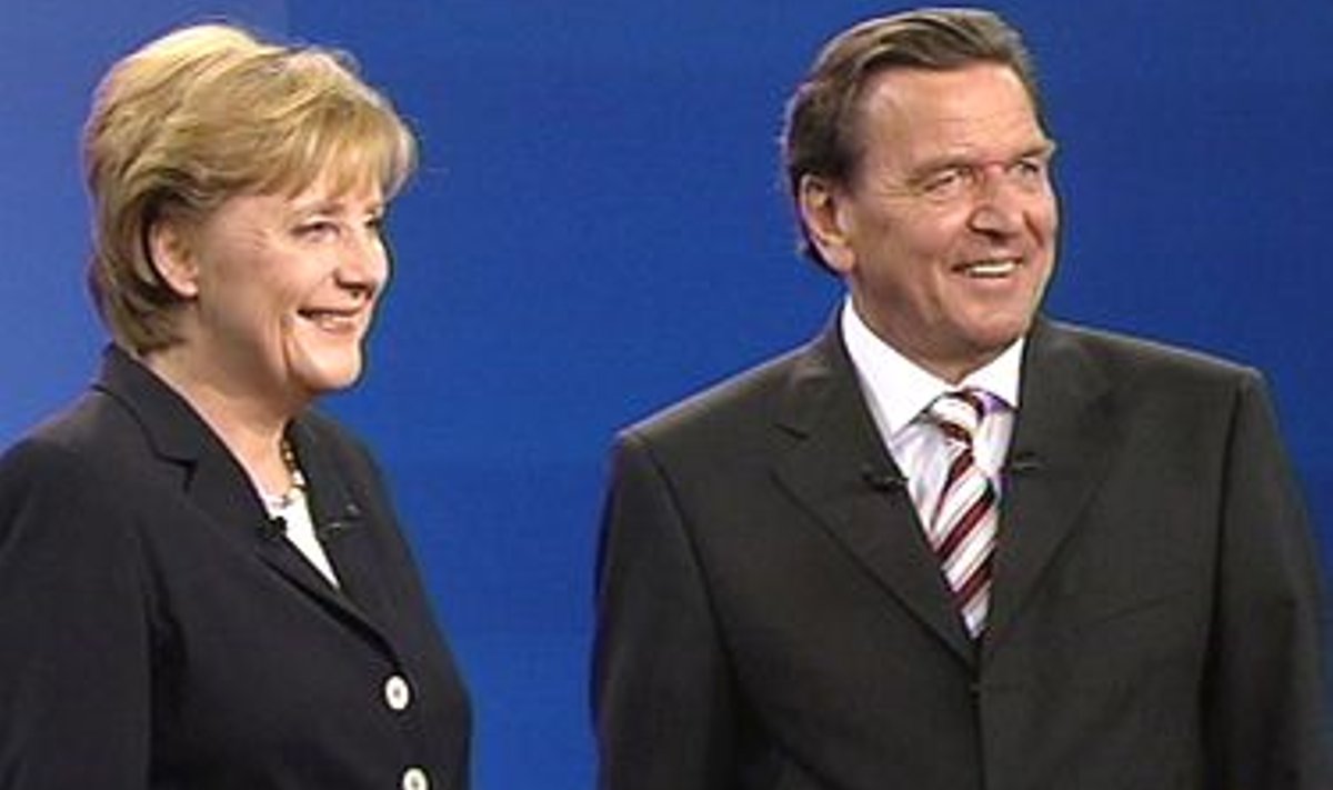 Angela Merkel ja Gerhard Schröder teledebatil