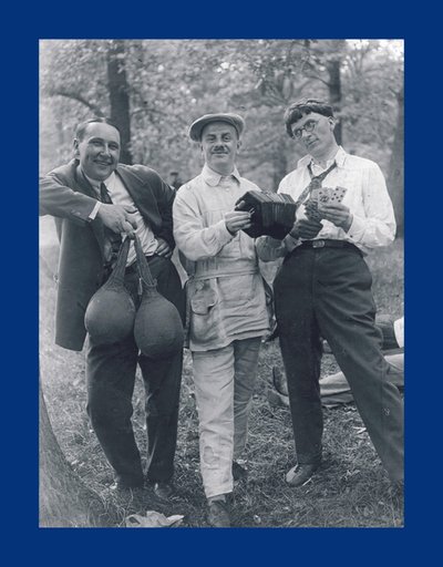 CREATING EVEN IN NATURE: Creating even in nature. Artists Vasyl Yermylov, Oleksandr Khvostenko-Khvostov and Ivan Padalka (left to right). 1932.