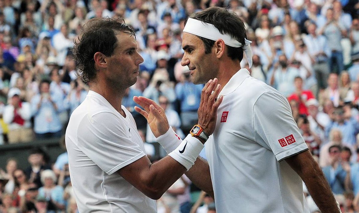 Rafael Nadal (vasakul) ja Roger Federer arvavad, et pigem jäägu tennisistid edetabelipunktideta kui venelased Wimbledonita.