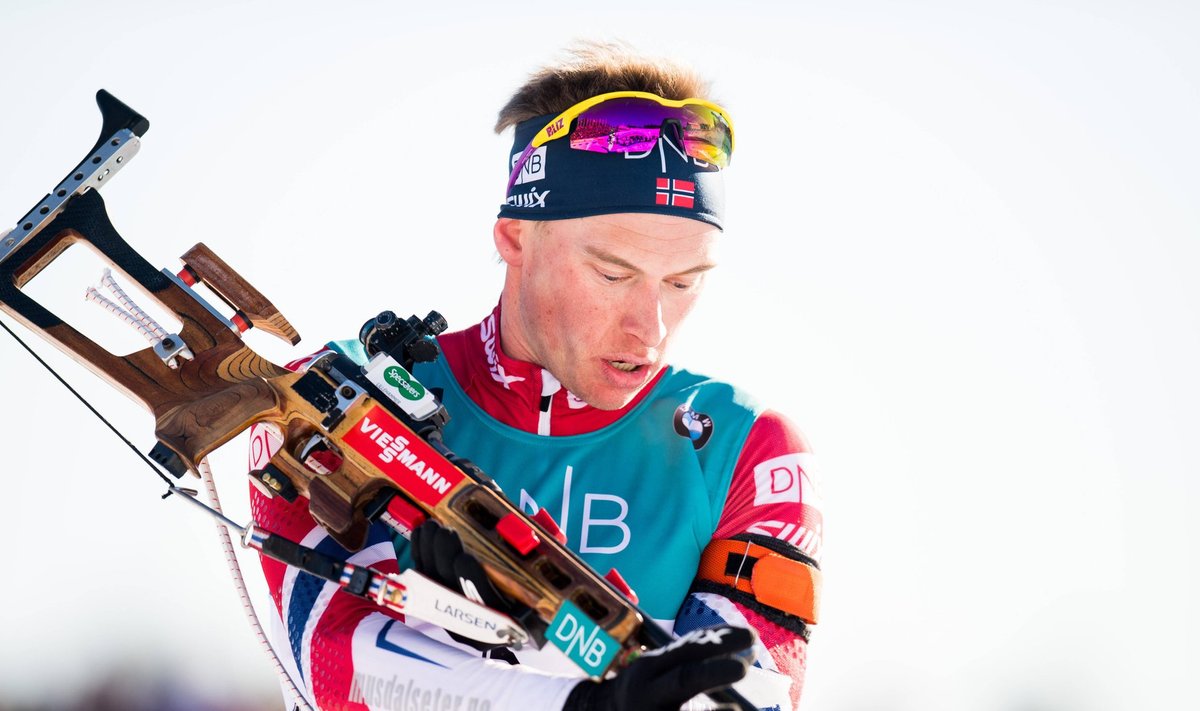 180317 Henrik L Abee Lund of Norway competes in men s 12 5 km pursuit during IBU World Cup Biathlon