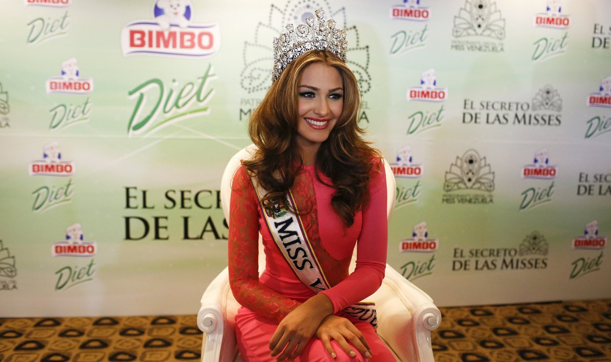 Miss Venezuela 2013 Migbelis Castellanos poses during a news conference in Caracas