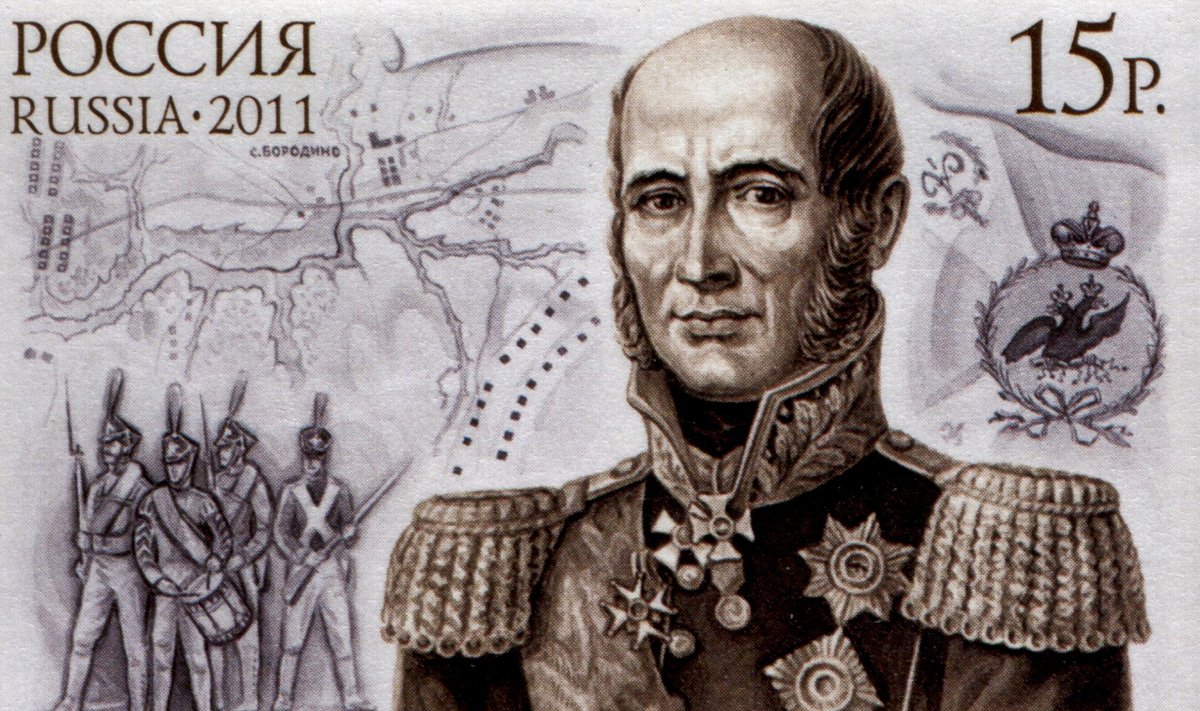 Venemaal välja antud postmark Michael Andreas Barclay de Tolly 250. sünniaastapäevaks.