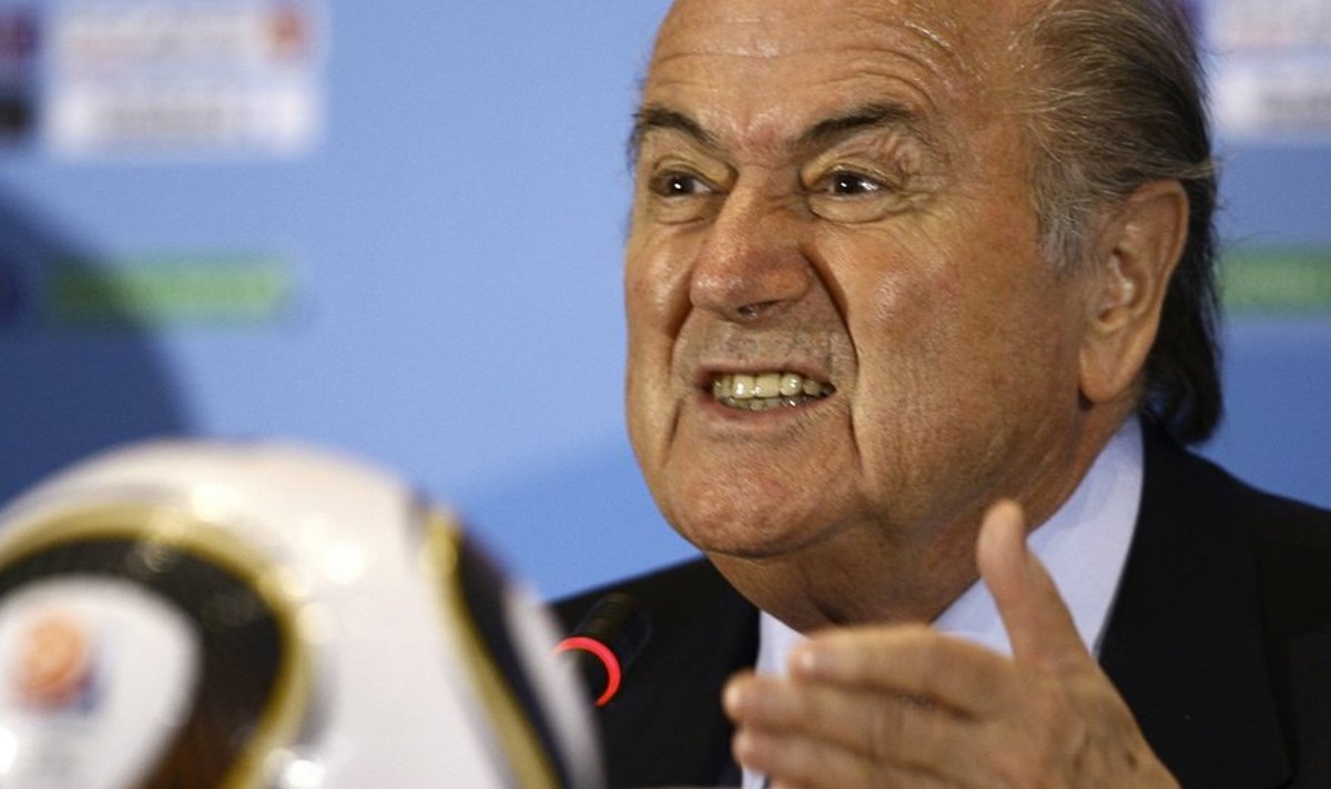 FIFA President Sepp Blatter speaks to the media during a news conference, ahead of the FIFA Club World Cup final soccer match on Saturday, in Abu Dhabi December 17, 2009.   REUTERS/Fahad Shadeed (UNITED ARAB EMIRATES - Tags: SPORT SOCCER HEADSHOT)