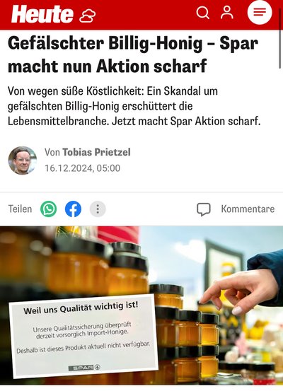 Austria ajalehe teatel on Eesti teadlaste töö andmas reaalseid tagajärgi - kauplusekett Spar korjas täna müügilt võltsmee kahtlusega tooted.