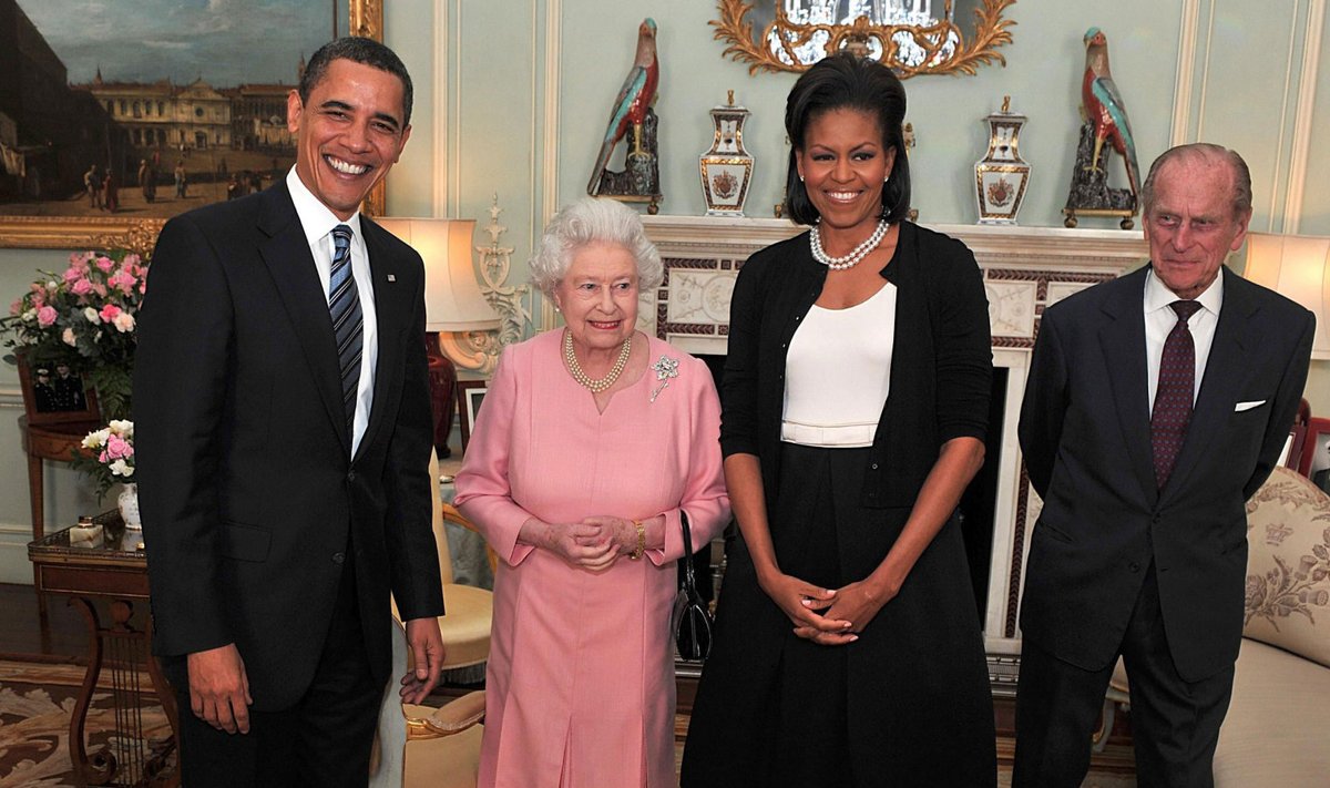 Barack Obama, Michelle Obama, kuninganna Elizabeth II ja prints Philip