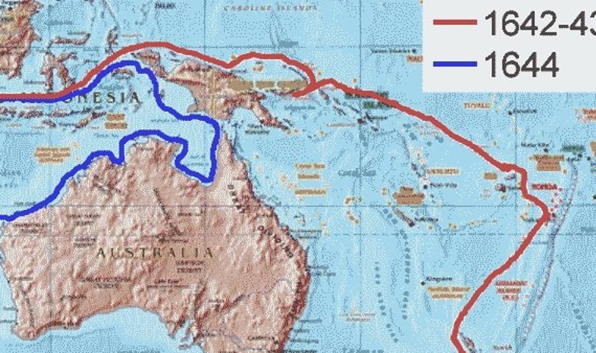 Abel Tasmani ekspeditsioonid. Kaart: Andre Engels