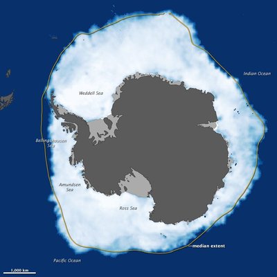 Antarktika jääkoorik septembris. NASA Earth Observatory