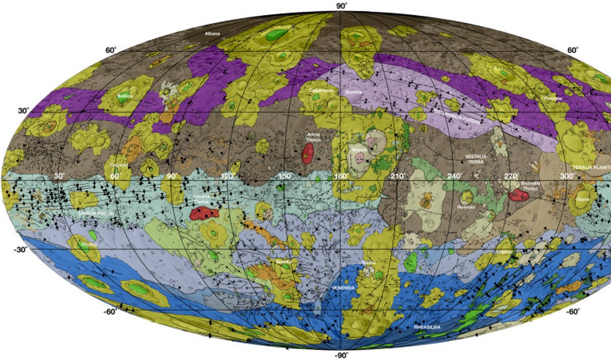 Asteroid Vesta kaart