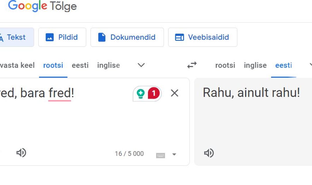 Google Tõlke abil on võimalik keeleõpet toetada küll. 