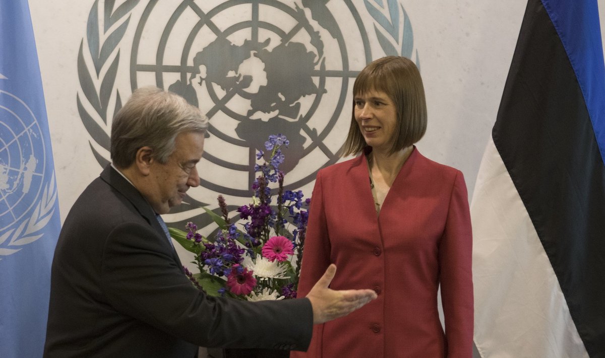 President Kersti Kaljulaid Nwe Yorgis ÜRO peasekretäri Antonio Guterres'iga