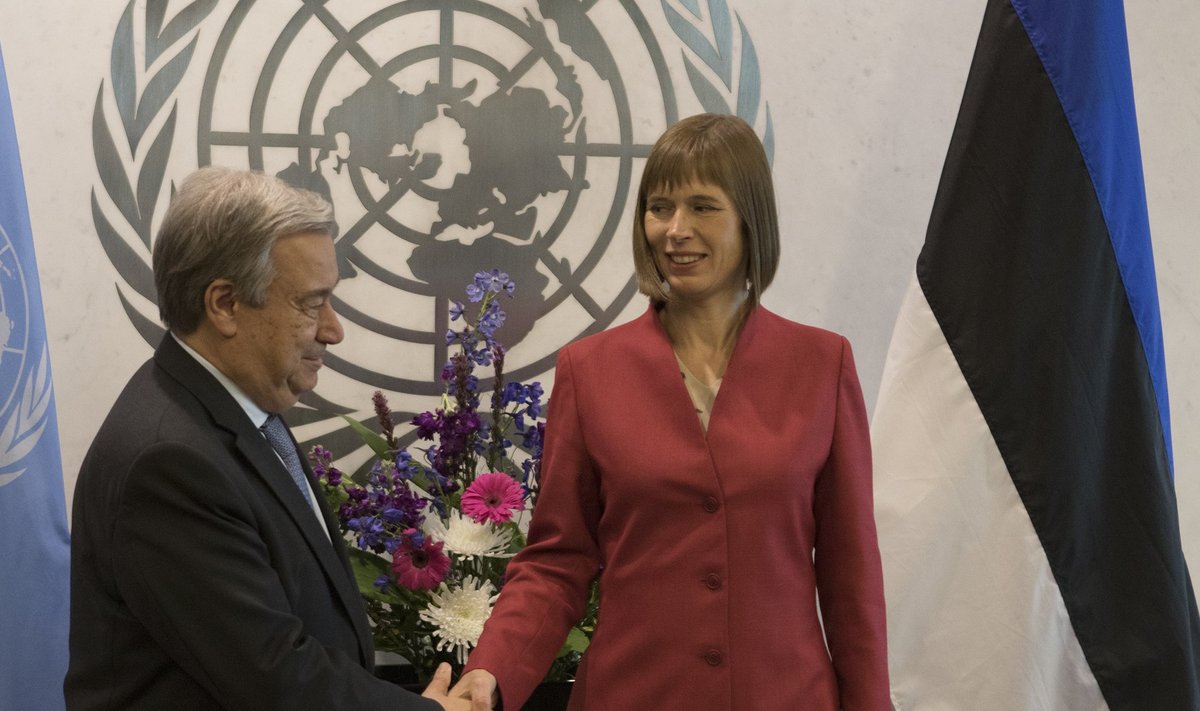 President Kersti Kaljulaid Nee Yorgis ÜRO peasekretäri Antonio Guterres'iga.