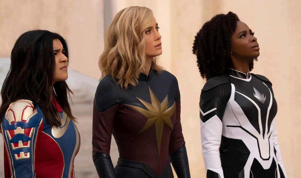 EDUSAMM: Rohkem naisi koomiksižanris nii kaamera ees kui taga: Miss Marvel (Iman Vellani), kapten Marvel (Brie Larson) ja Monica Rambeau (Teyonah Parris).