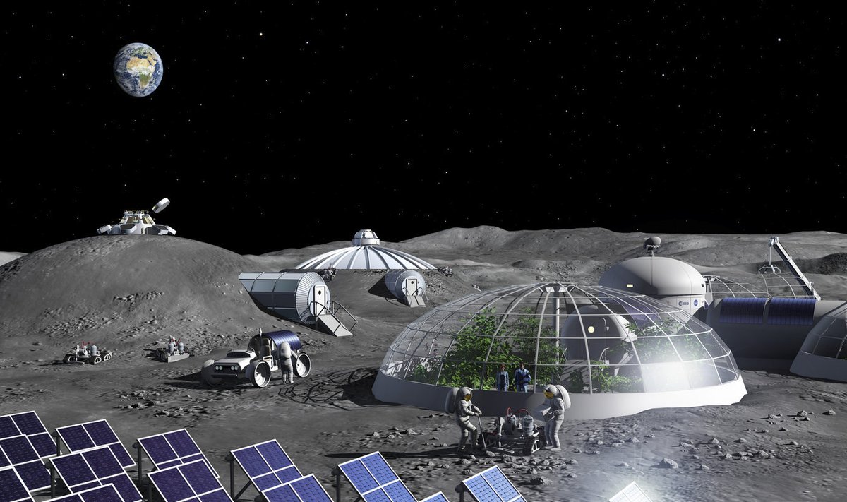 Kunstniku nägemus inimeste tulevasest Kuu-baasist (foto: ESA)